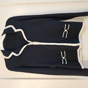 Navy Cardigan with White Trim